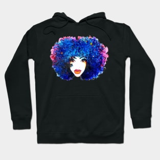 Afro Blue Women Natural Curly Hair Hoodie